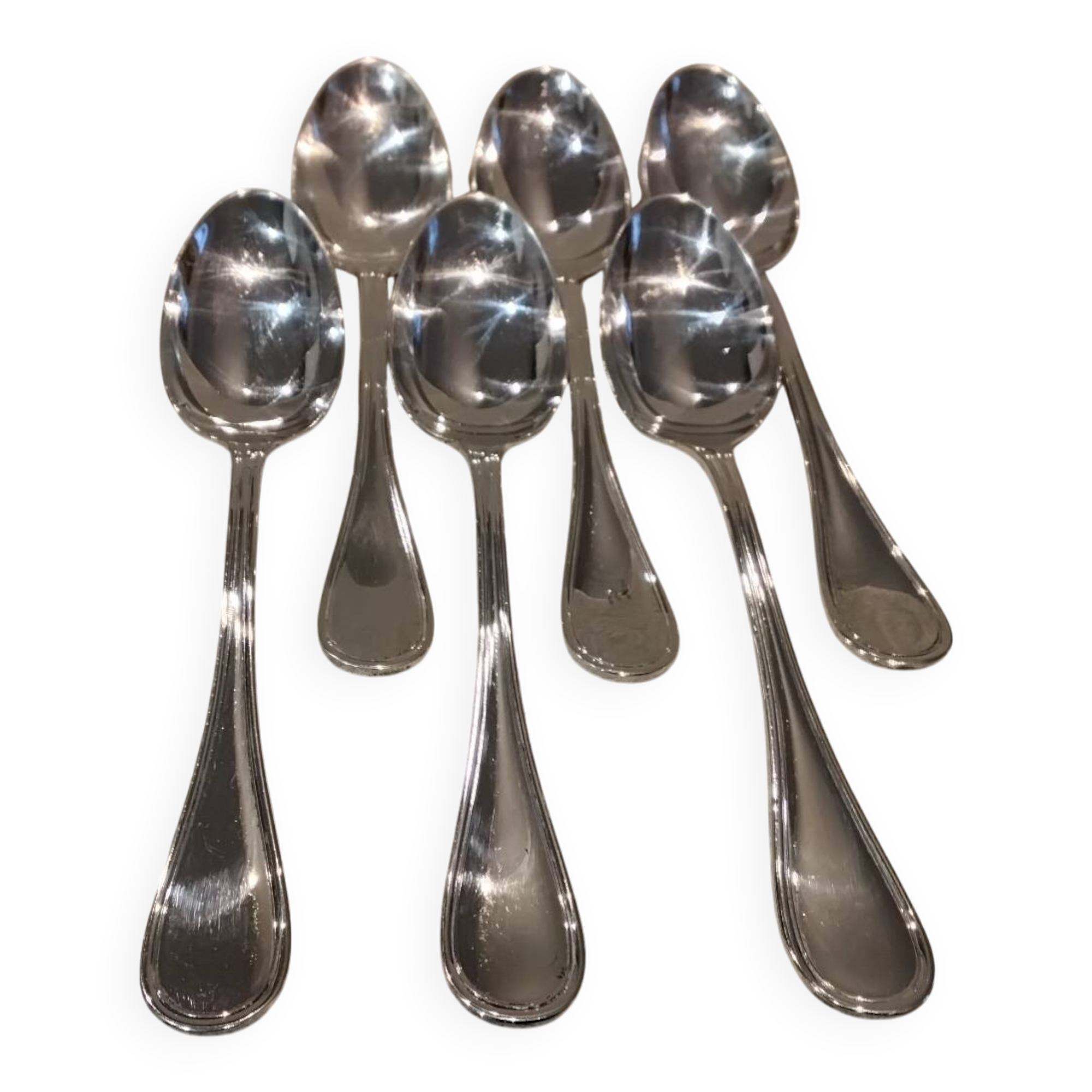 6 silver-plated soup spoons, Christofle Albi silversmith, 20.6cm