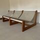 Sling chair in pine, canvas and sheepskin, 1970s