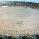 Islamic art Tray with ornaments  engraved copper with pewter coating traces