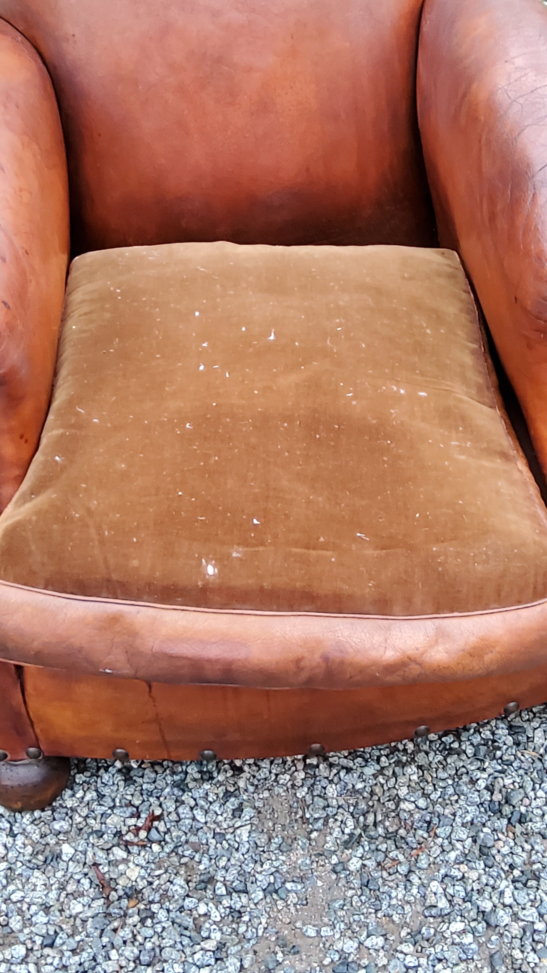 Leather club armchair back mustache from the 30s