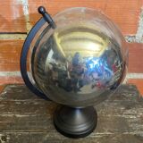 World Map Globe Earth Planet Chrome Metal + Black Design Stand