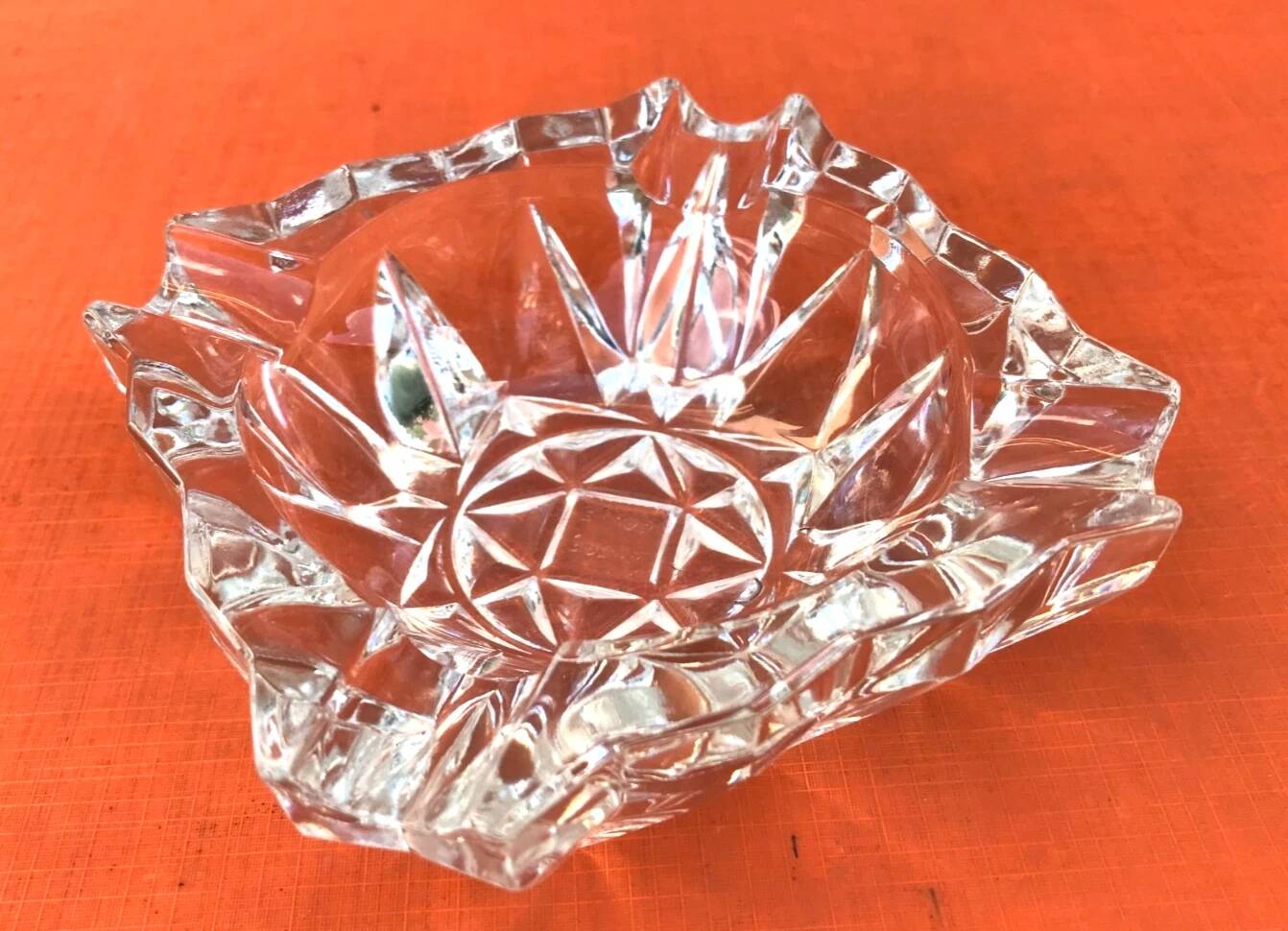 1970s Ashtray Clear Cut and Chiseled Glass