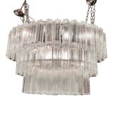 Contemporary Oval Transparent “Tronchi” Murano Glass Chandelier in Venini S