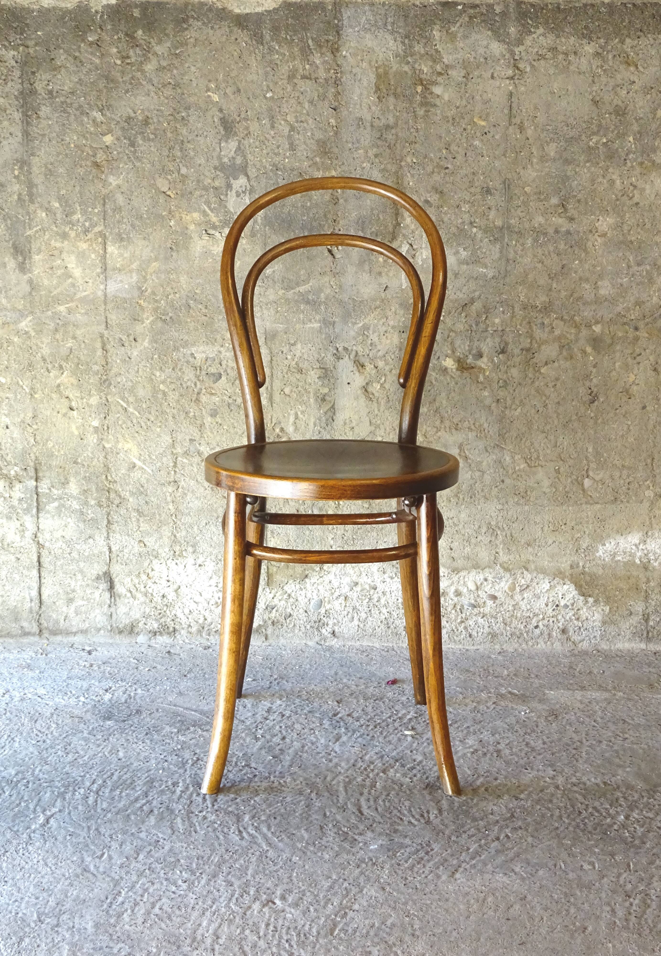 Bistro chair N° 14 wooden seat by Cambier around 1910