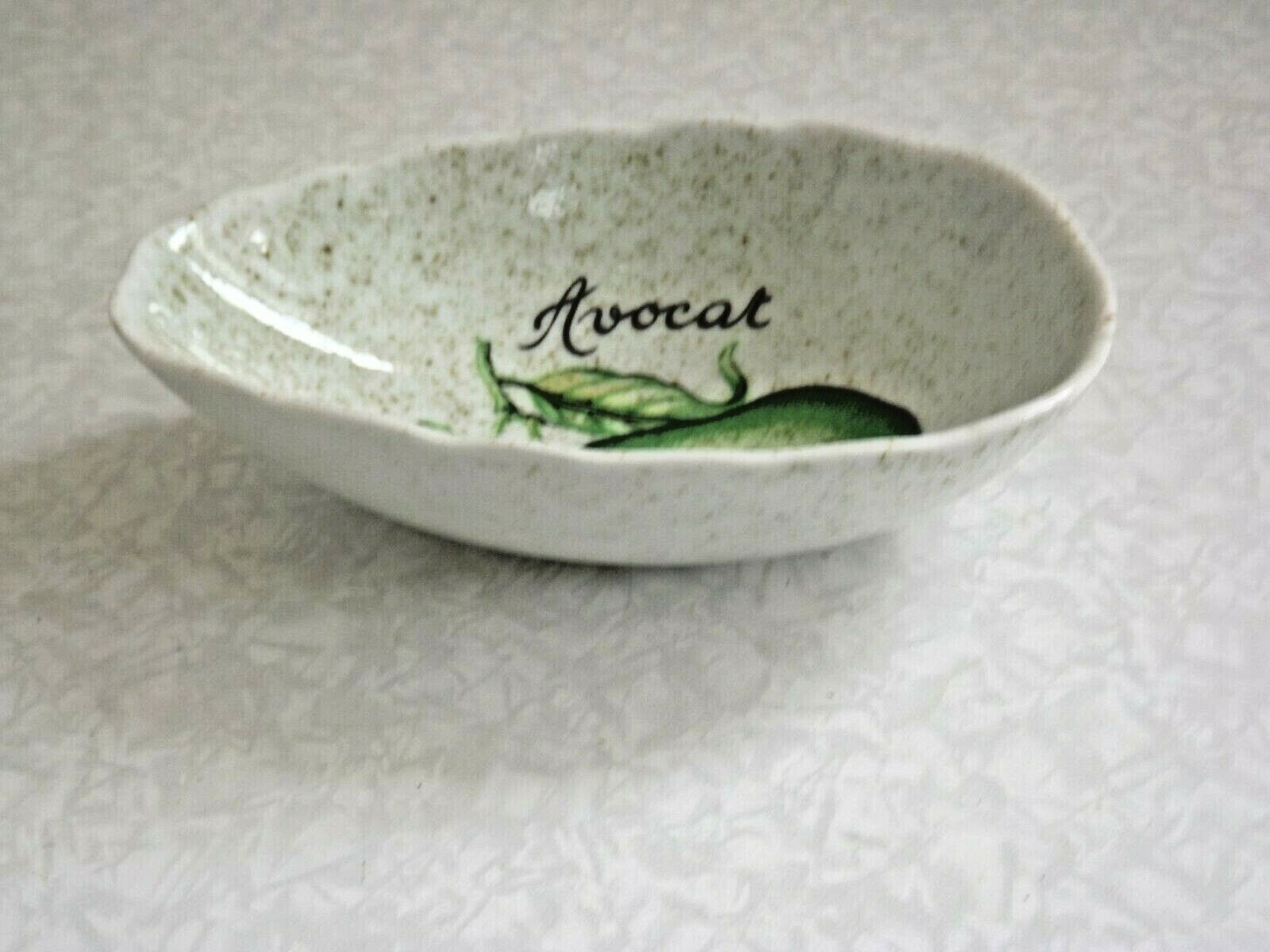 Set of 6 French Vintage Decorated Avocado Serving Dishes By Carte Blanche