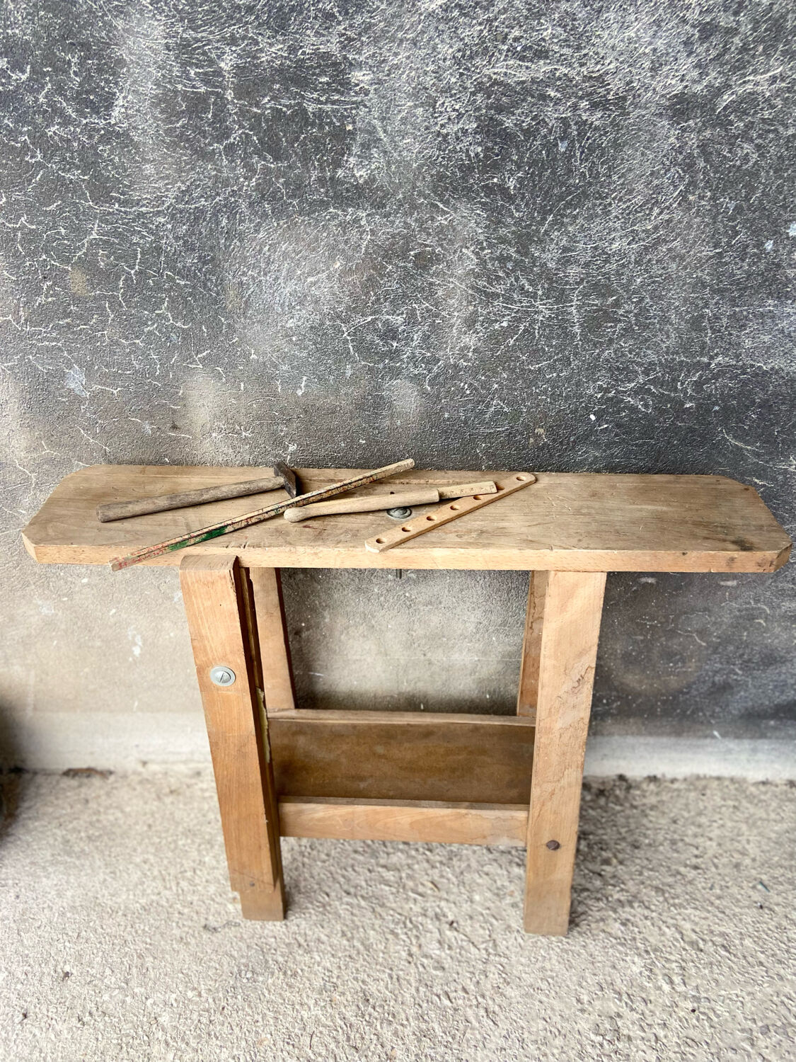 Old wooden workbench for children