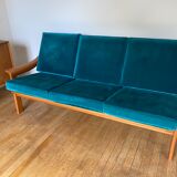 60s sofa Scandinavian Danish teak Poul Jeppesens Møbelfabrik 3 seater velvet stone Frey