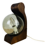 Temde Leucthen brutalist lamp from the 70s, pine and glass globe