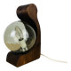 Brutalist lamp Temde Leuchten 1970s pine and glass globe