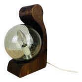 Lampe brutaliste Temde Leucthen années 70 pin et globe verre