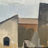 Huile sur toile vintage signée moderniste Gustav Adolf Johansson années 1960