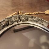 Silver Art Deco mirror with pompoms 32x54cm