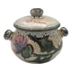 Vintage candy jar in enameled ceramic from Vallauris with thistle decoration