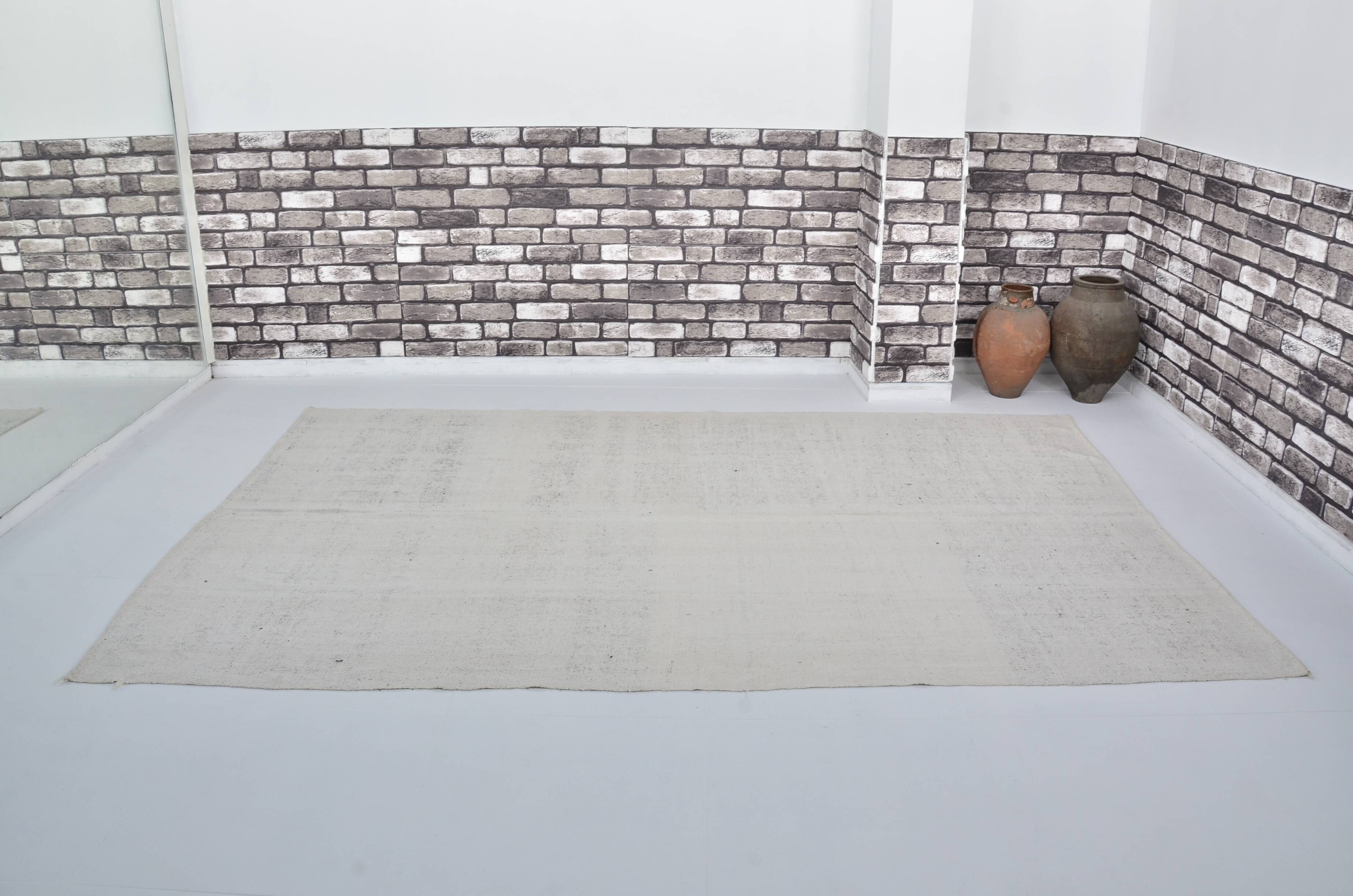 White Handwoven Vintage  Kilim Rug sku 3080
