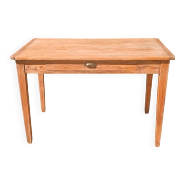Table ancienne en bois brut avec tiroir – Bureau vintage