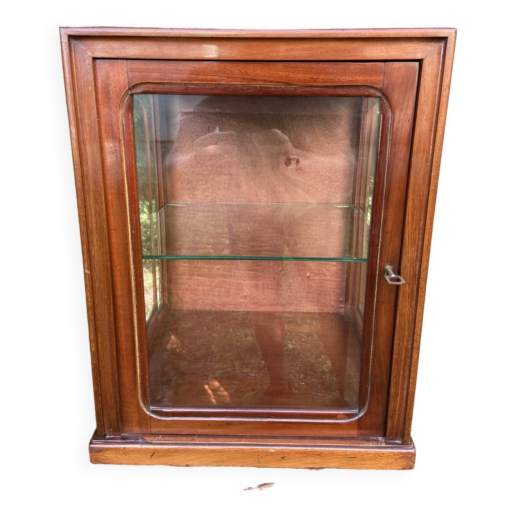 Small 1930s mahogany display cabinet, art deco apothecary cabinet