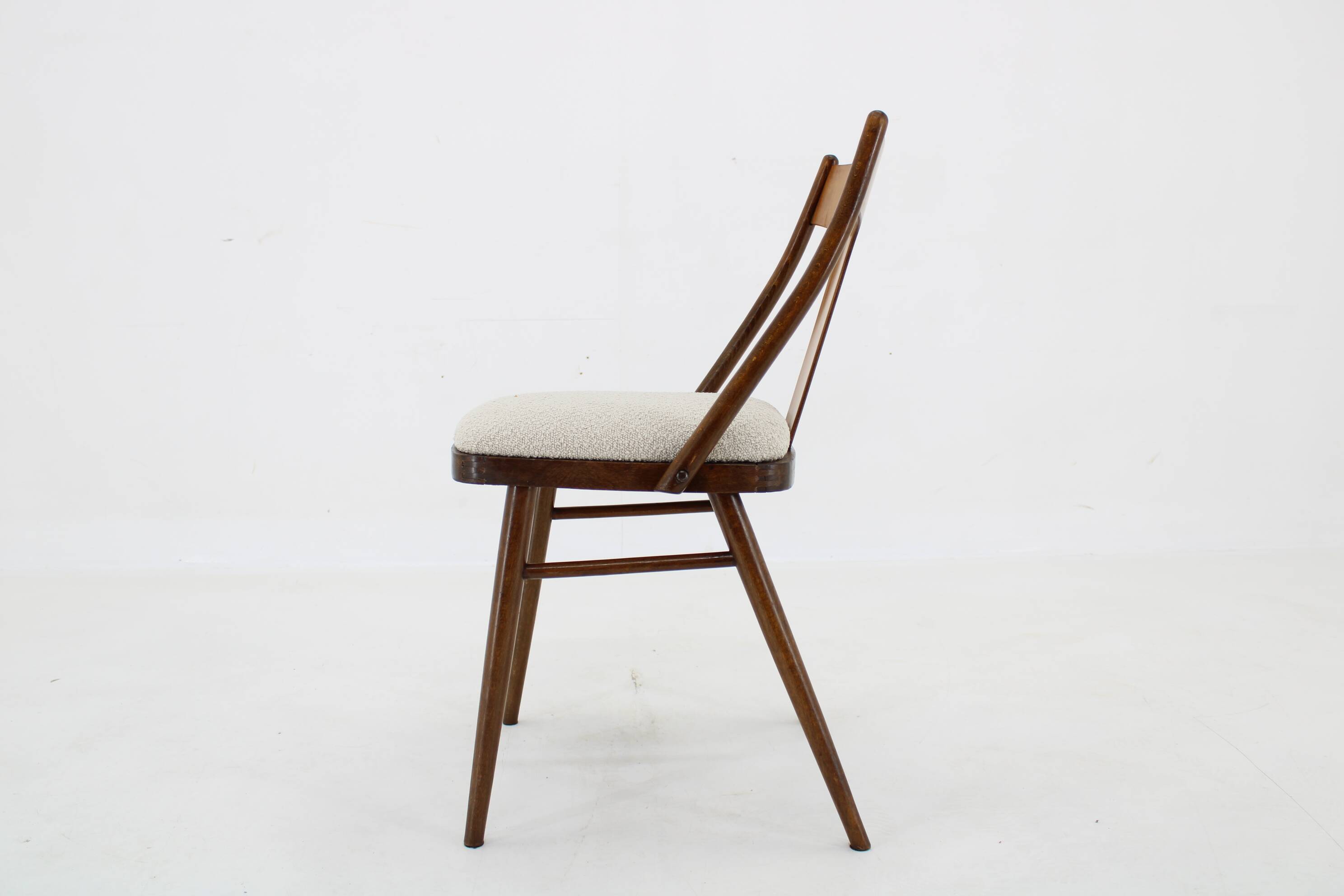1950s Set of 4 Dining Chairs in Walnut Finish, Czechoslovakia