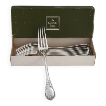 Christofle Marly, 12 silver-plated table forks, excellent condition.
