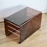 Table basse années 70 en plexiglass fumé