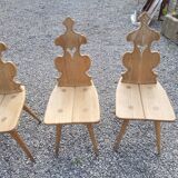 4 old Alsatian oak chairs