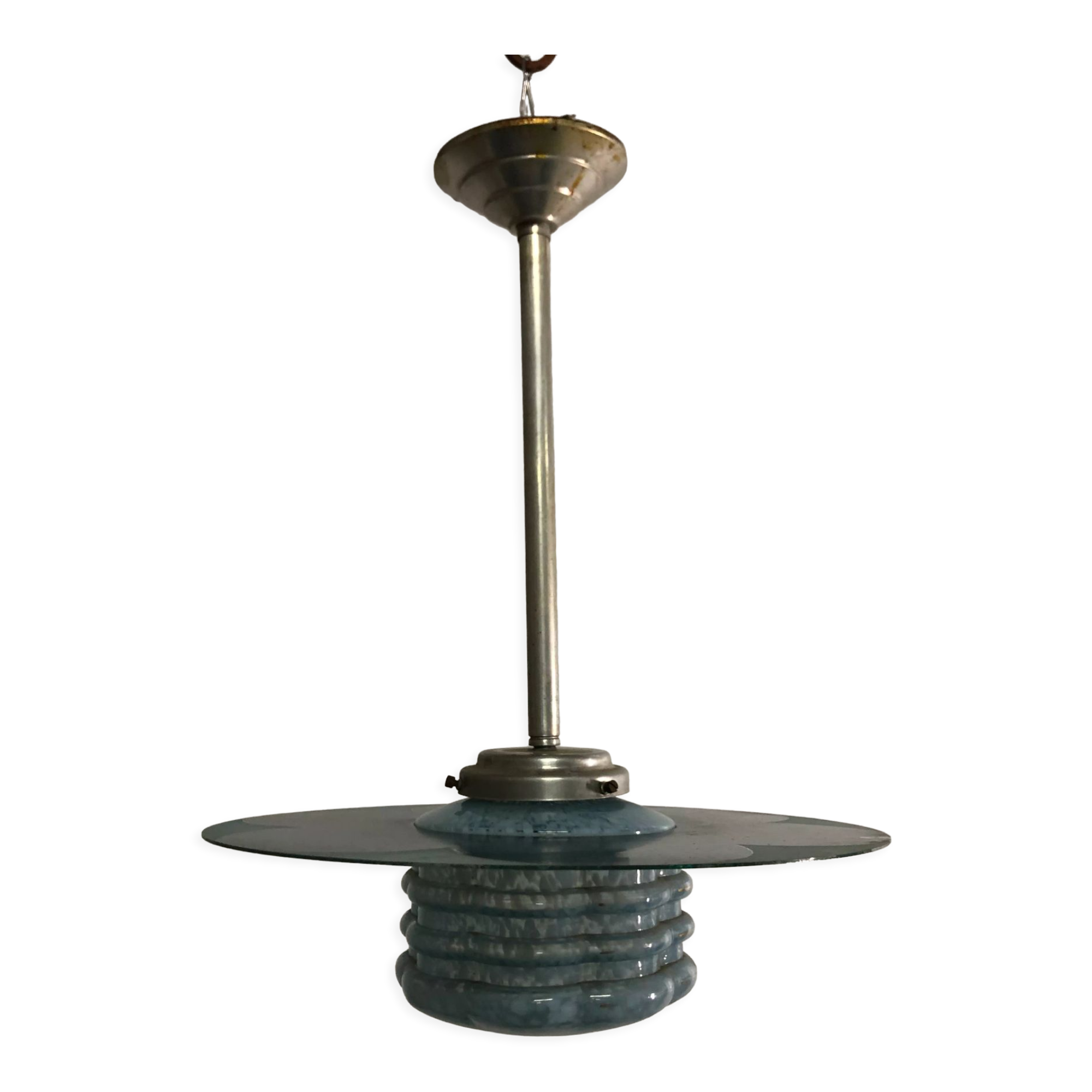 Suspension disque en verre vintage