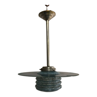 Vintage glass disc hanging lamp