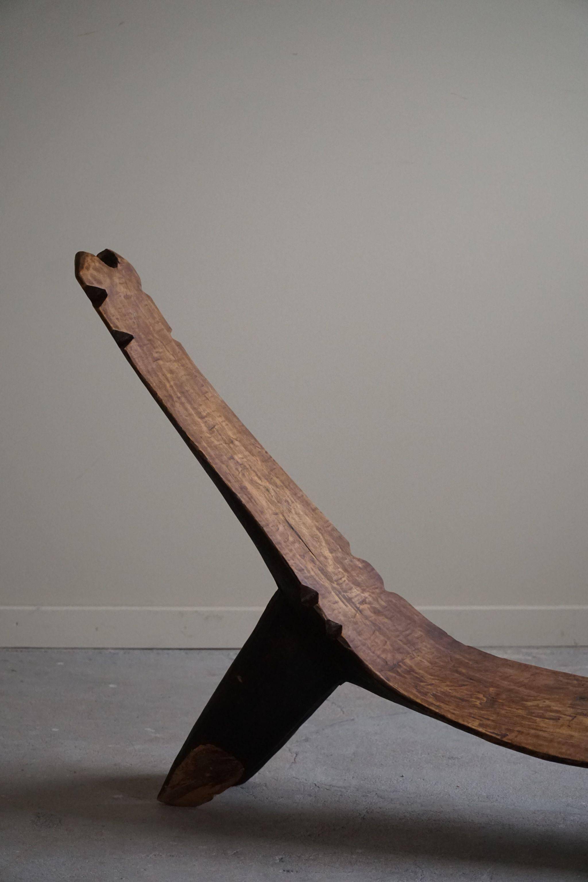 Rustic tribal Lobi chair from West Africa, Burkina Faso, Wabi Sabi, 1940s.