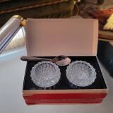Pair of crystal glass table salt shakers - Circa 1950