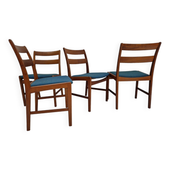 Set of 4 antique teak chairs, covered in wool, 1960s, Denmark