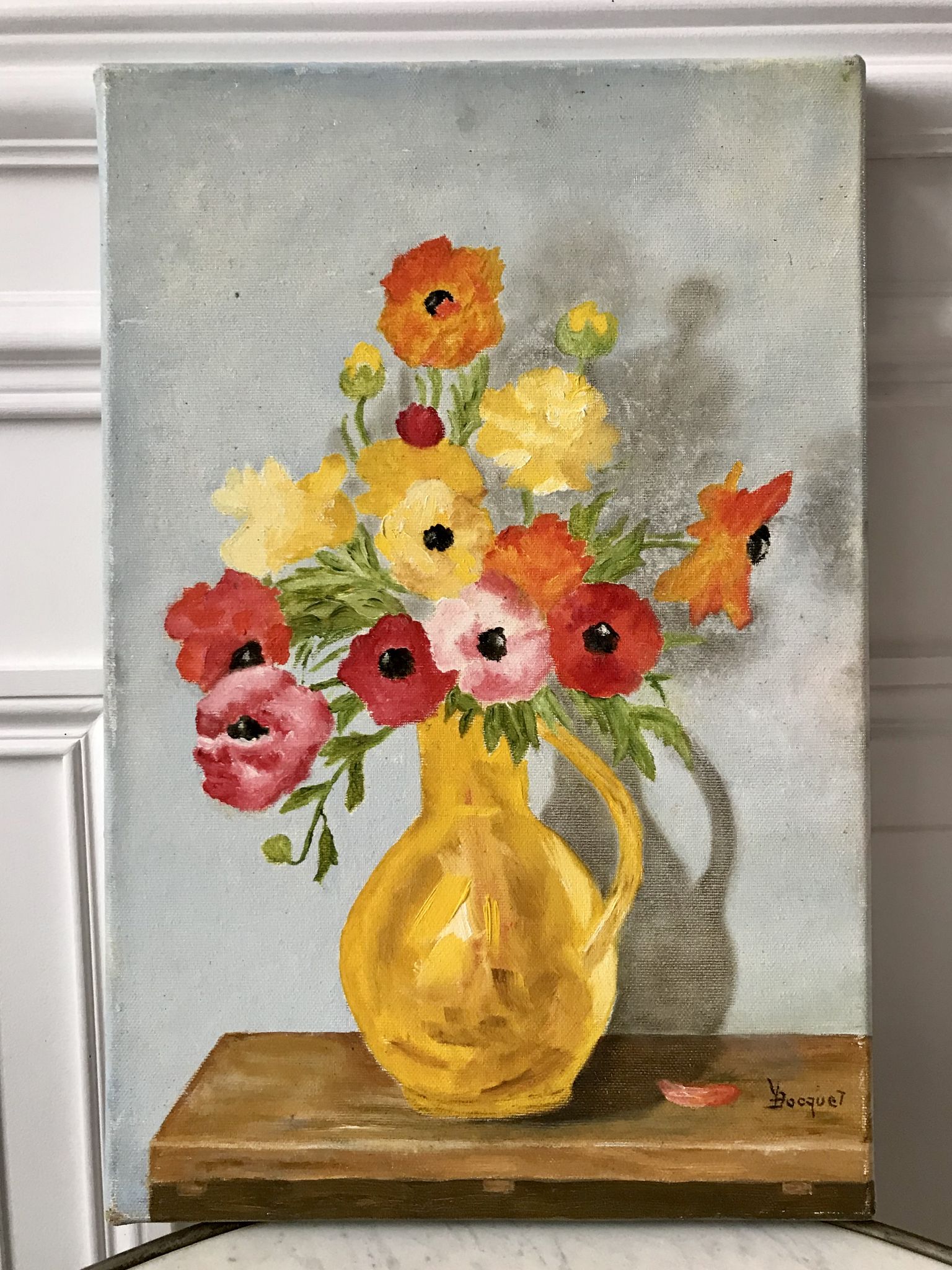 Oil painting on canvas Vintage bouquet of flowers