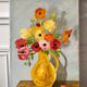 Tableau huile sur toile bouquet de fleurs vintage