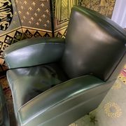 Pair of Poltrona Frau Green Leather Club Armchairs Limited Edition