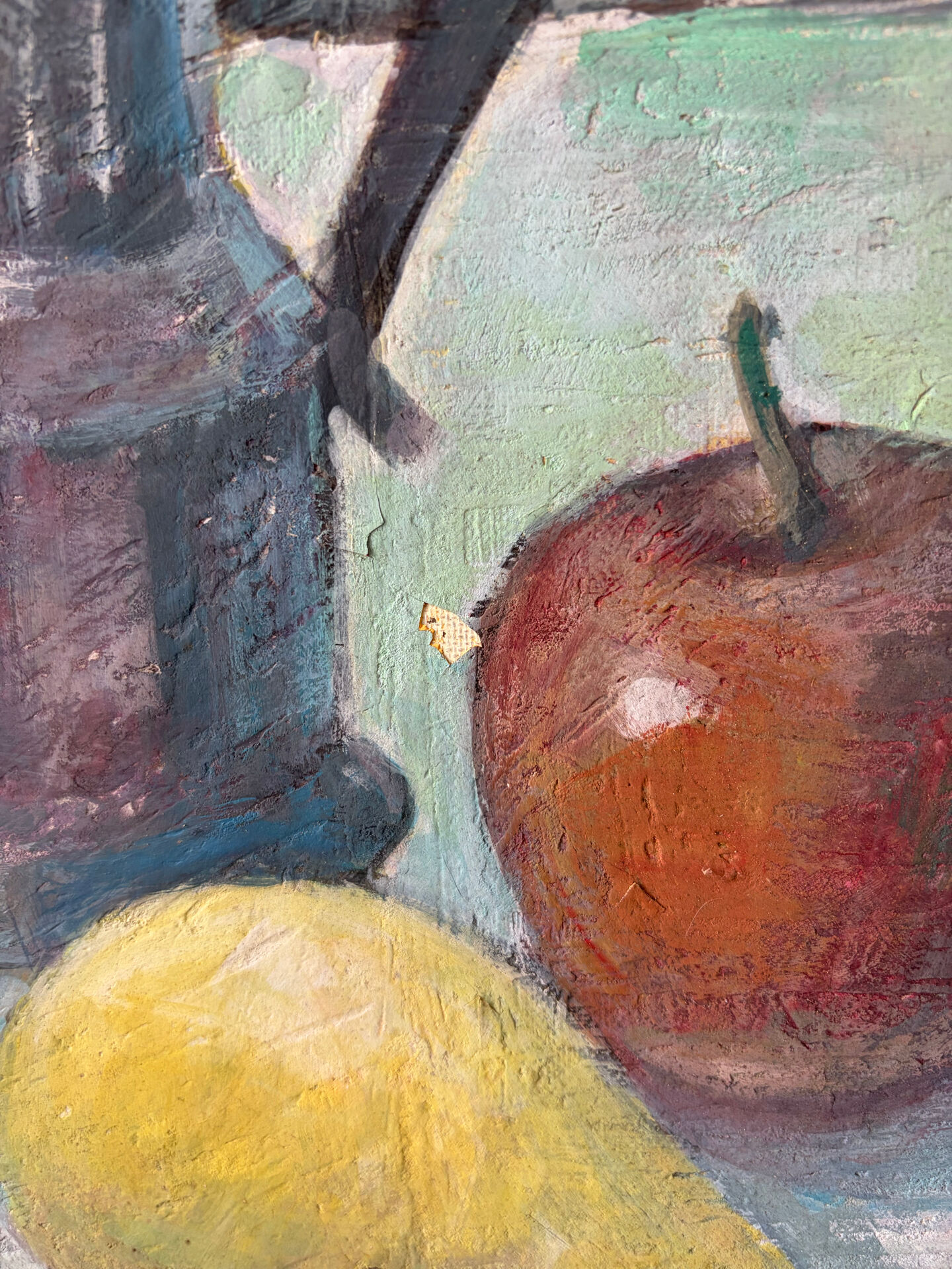 Nature morte - bouquet avec café et fruits, huile sur toile