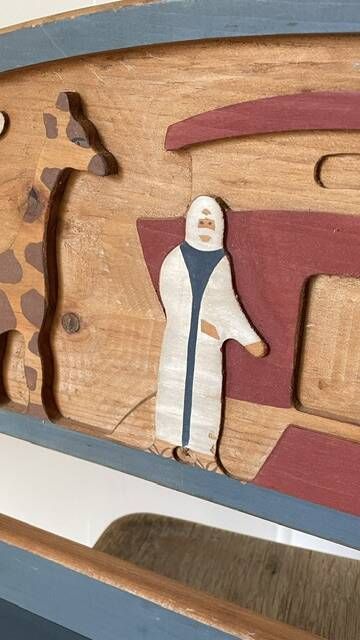 Vintage solid wood noah's ark shelf