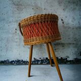 Vintage rattan basket on feet / sewing basket