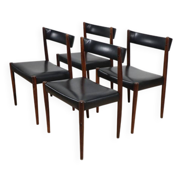 4 Scandinavian chairs in rosewood, Denmark 1960s