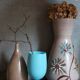 German ceramic vase West-Germany with three flowers n°1218