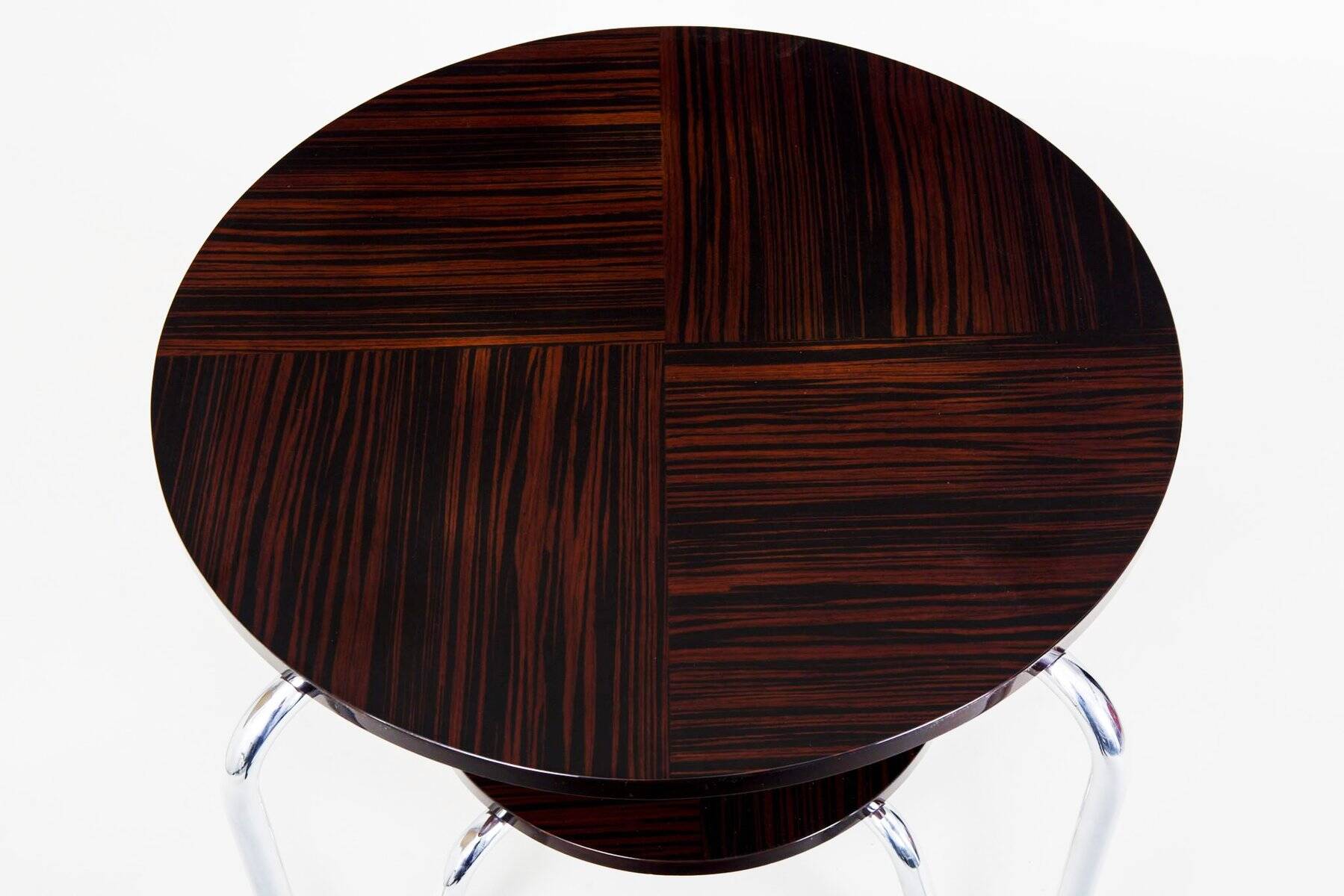 Bauhaus Coffee Table in Chrome and Macassar from Kovona, 1950s