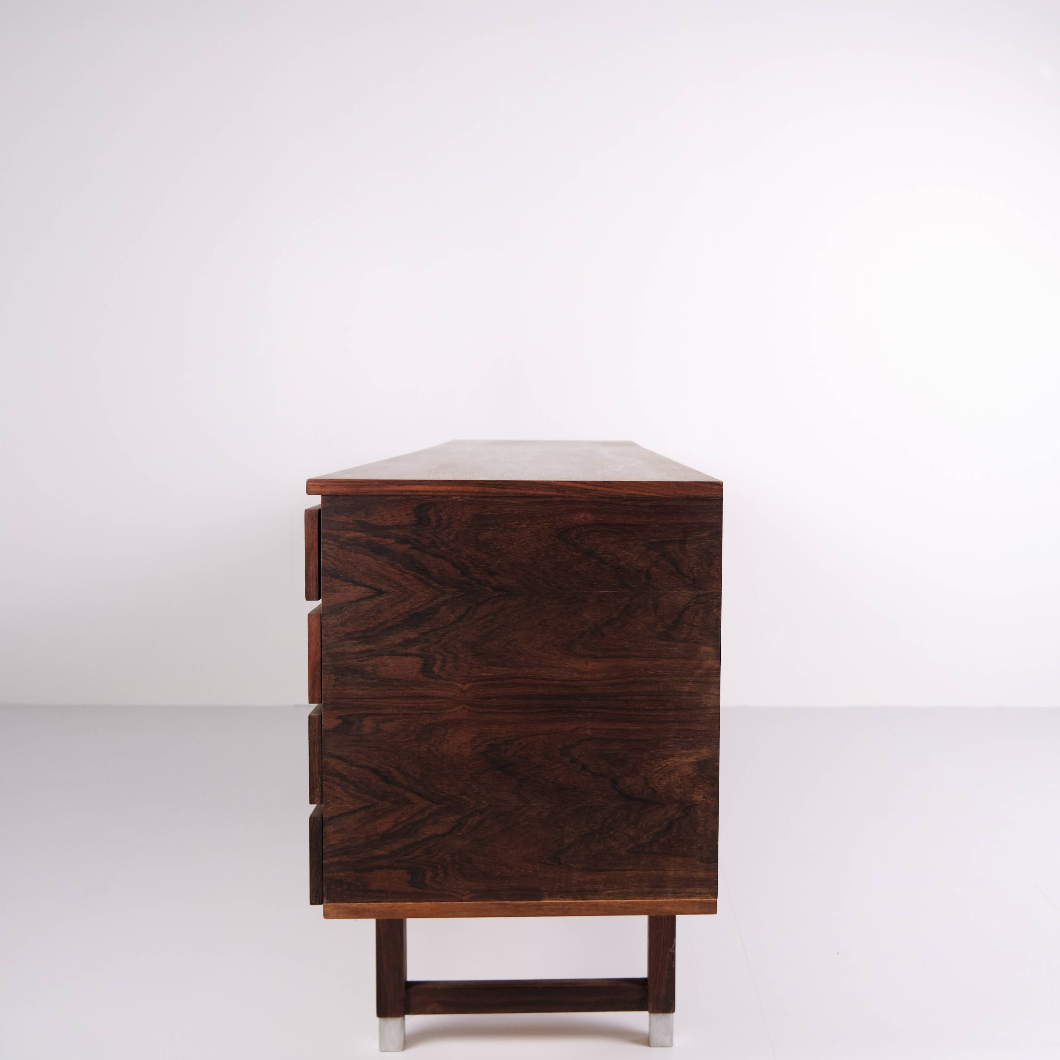 Sideboard - Rosewood - Aluminium handles & feet - Kai Kristiansen - Feldballes Furniture Factory (F M Furniture) - 1960s