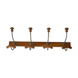 Wall coat rack wood and metal 4 hooks