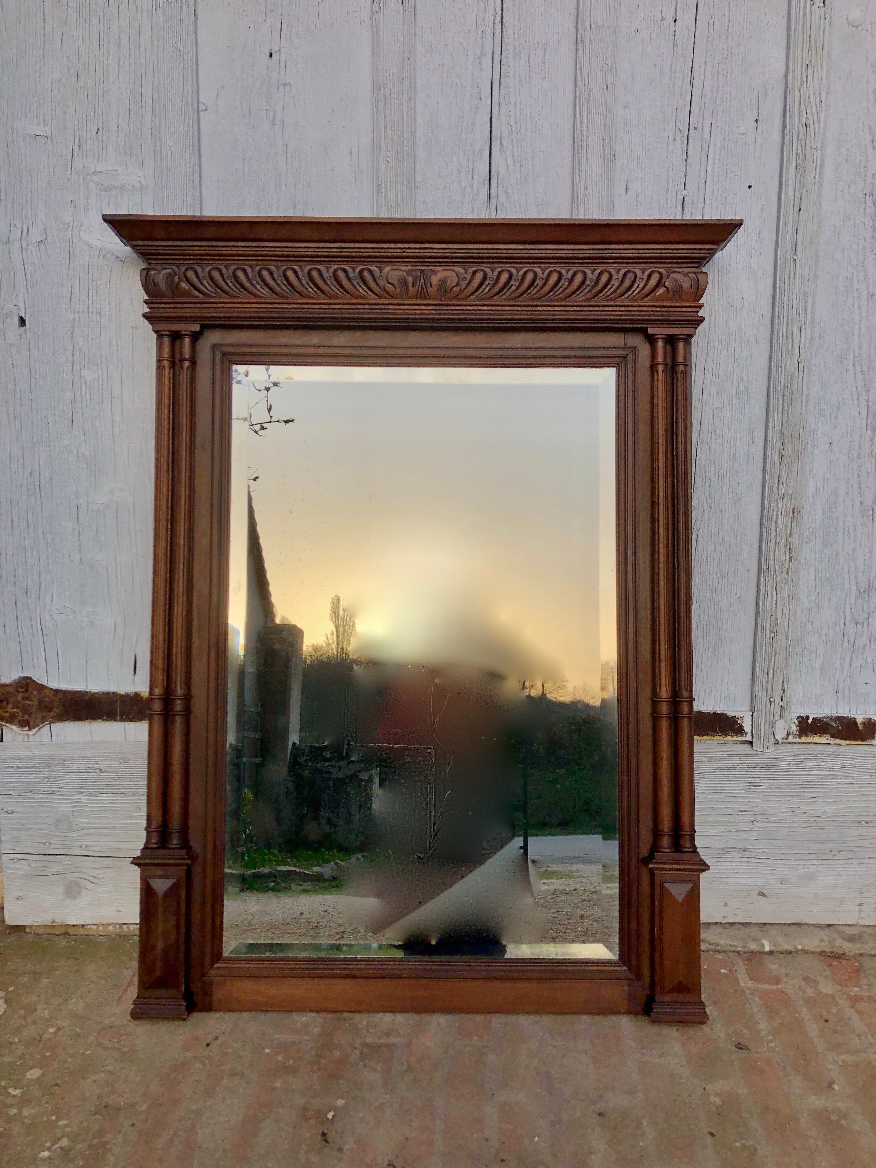 Rectangular mirror, wooden trumeau 120x139