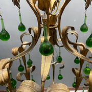 Lustre en verre de Murano Tole vert des années 1960
