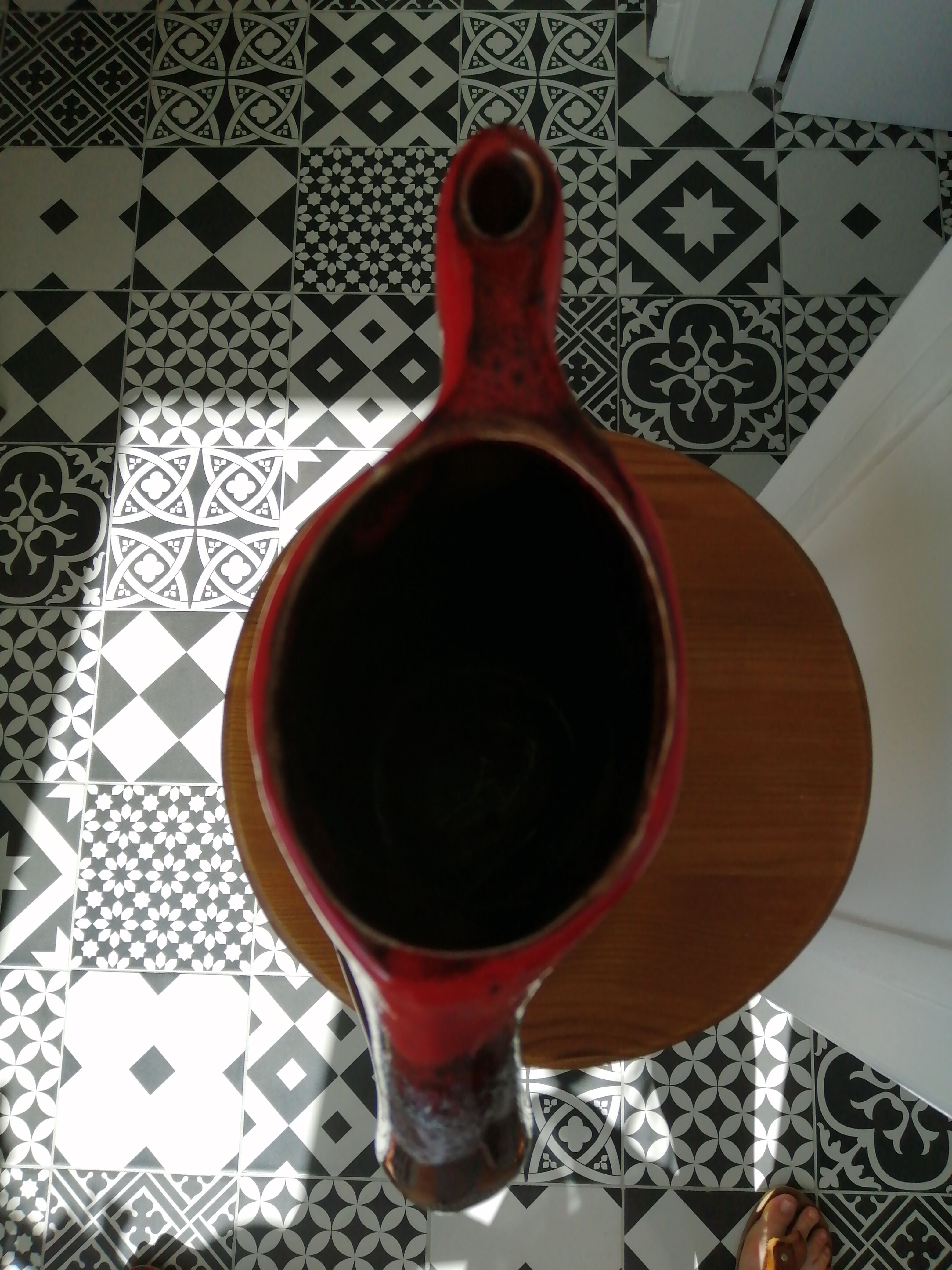 Flamed ceramic carafe