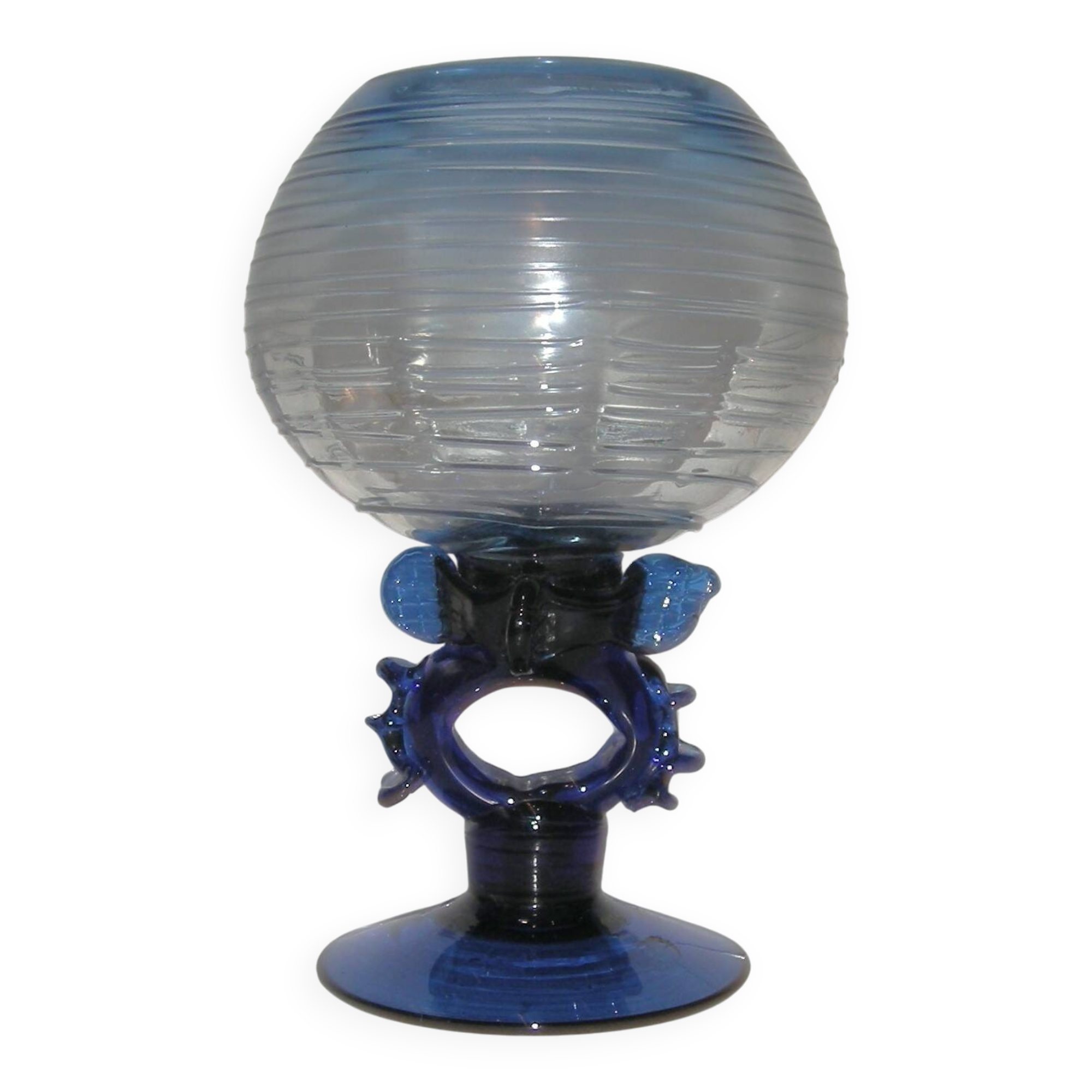 Coupe de verre Murano décorative bleu cobalt