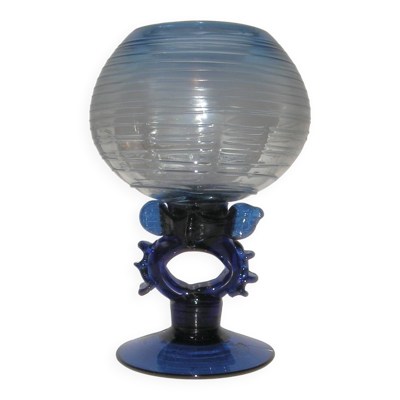 Coupe de verre Murano décorative bleu cobalt