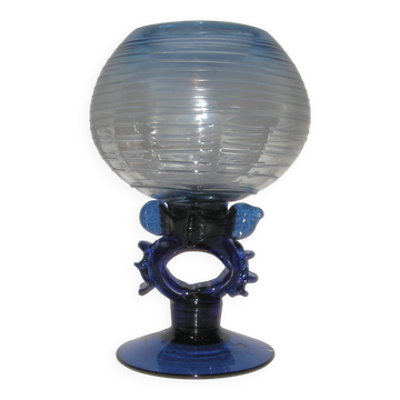 Coupe de verre Murano décorative bleu cobalt