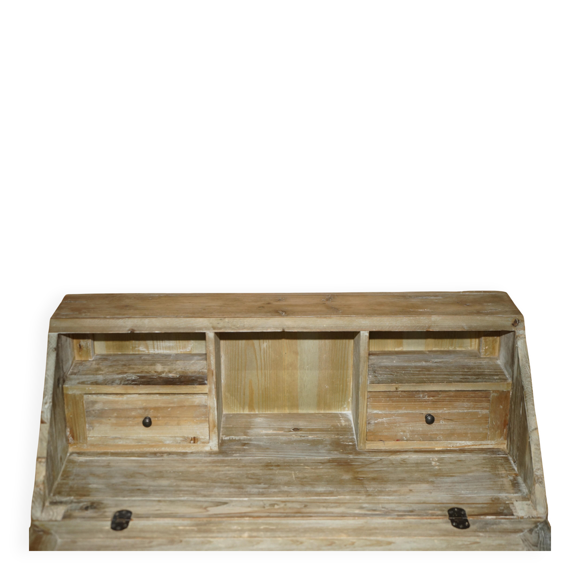 Rustic Swedish pine drop-leaf desk