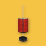 Antique wrought iron and red leatherette umbrella stand – 1960s
