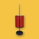 Antique wrought iron and red leatherette umbrella stand – 1960s