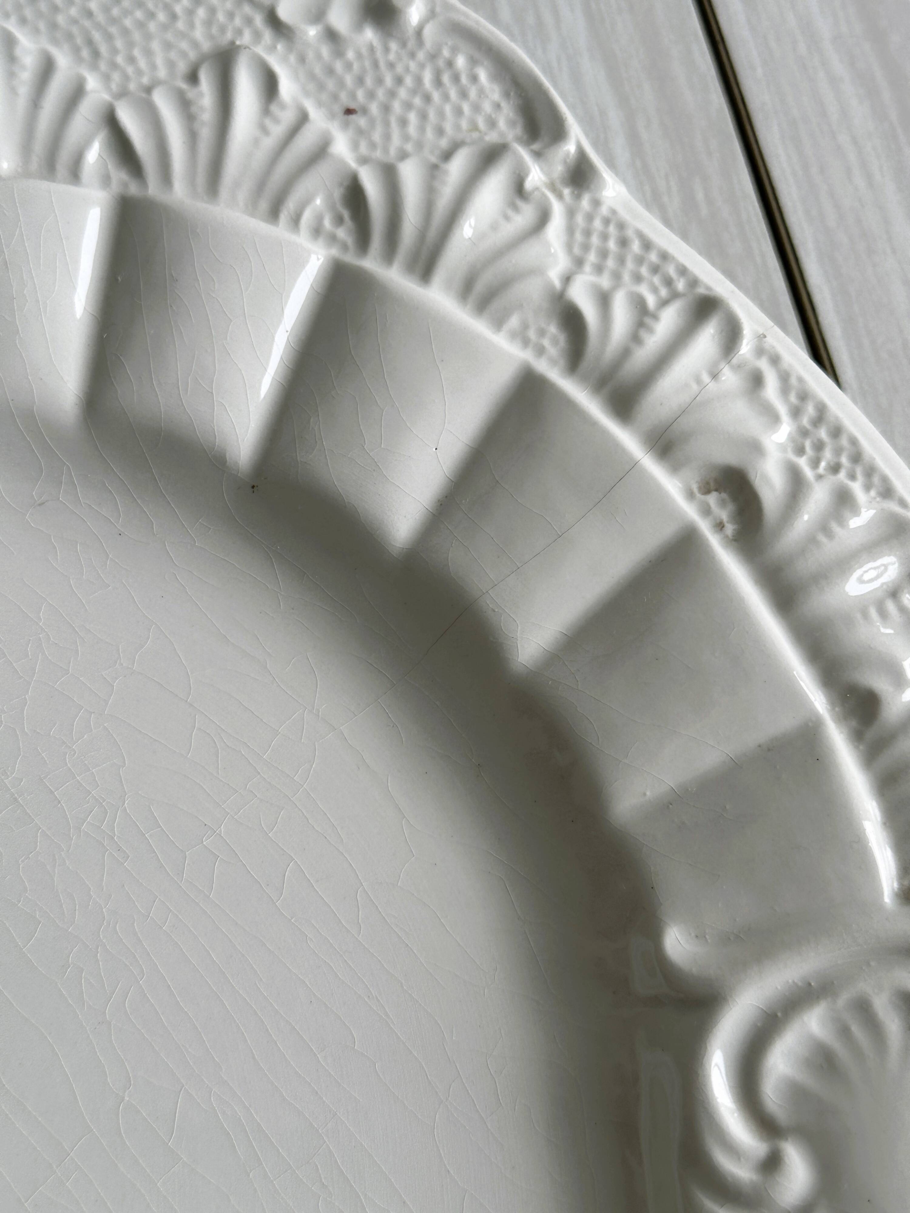 Antique white ceramic dish, made in Italy.